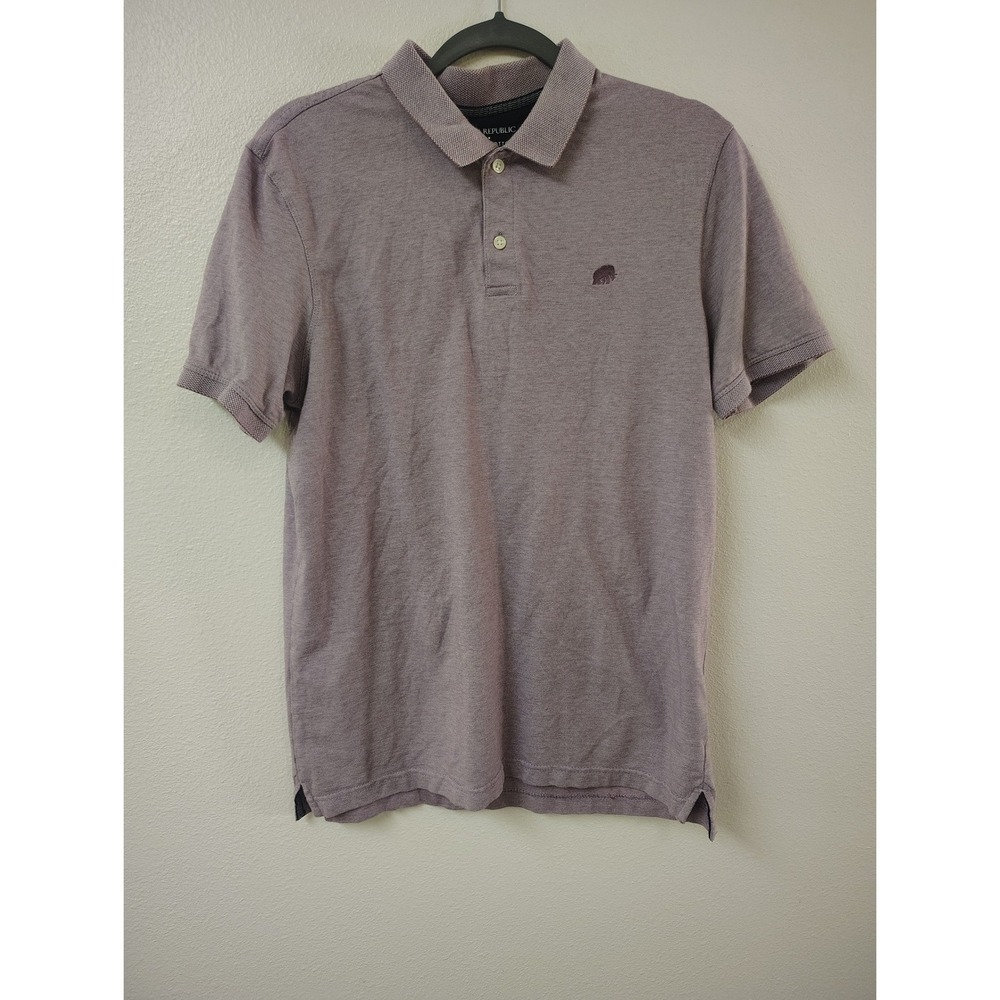 Banana Republic Mens Organic Cotton Pique Polo Shirt Mauve Purple Elephant Logo